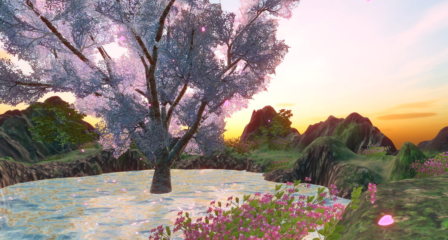 湖に浮かぶ桜『～桜色の風が吹く～｜うさまる』 - Cluster Creators